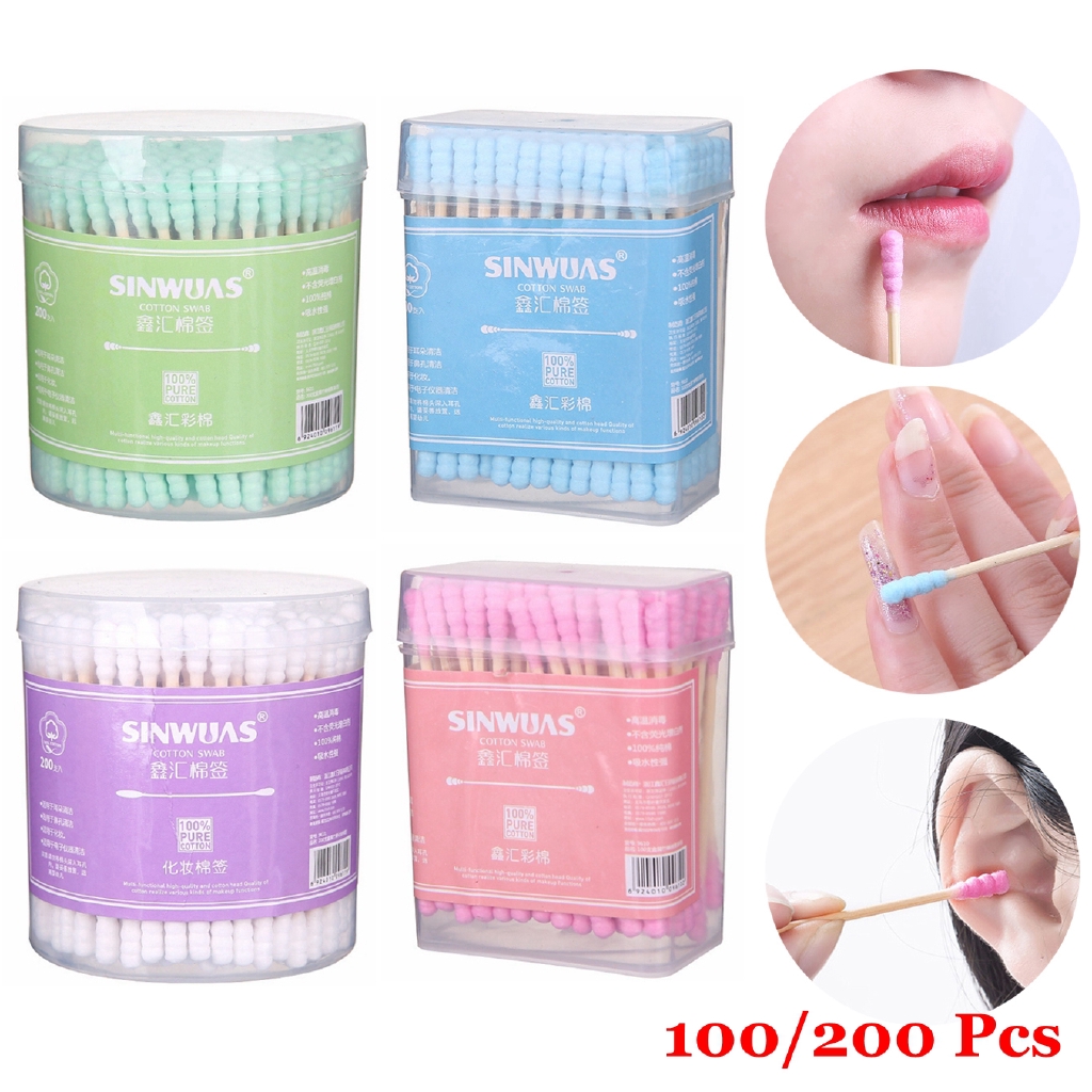 💜LEILY💜 100/200Pcs With Storage Box Beauty Disposable Applicator Tool Health Care Double Heads Cotton Swabs | BigBuy360 - bigbuy360.vn