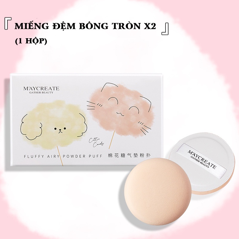 Mút đánh phấn cotton màu kẹo siêu mềm