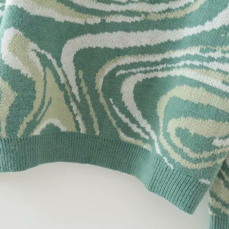 Áo Sweater Dệt Kim Tay Dài Cổ Tròn Họa Tiết Kẻ Sọc Màu Gradient Phong Cách Harajuku Cho Nữ