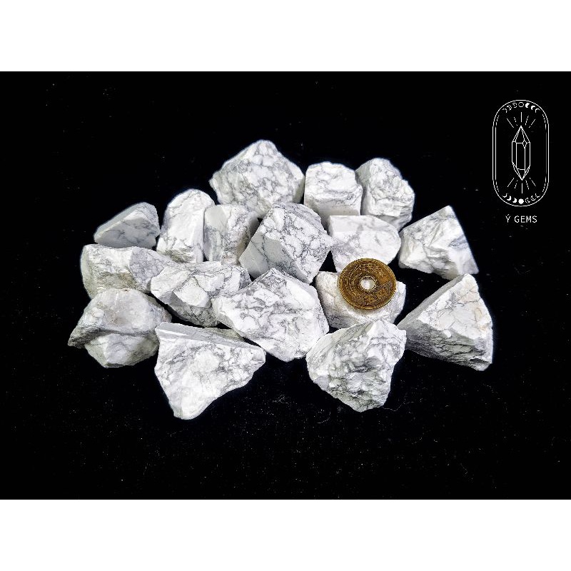 Đá thô Howlite tự nhiên có 2 kích cỡ thanh tẩy bài tarot, sưu tầm trưng bày..