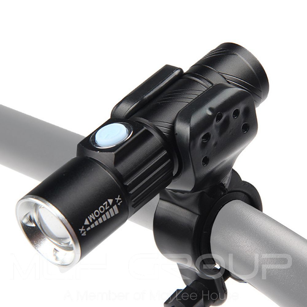 Combo Đèn Pha Xe Đạp LED Q5 Gắn Phía Trước Có Sạc USB  Và Đèn LED Cảnh Báo Sau Màu Đỏ MLH