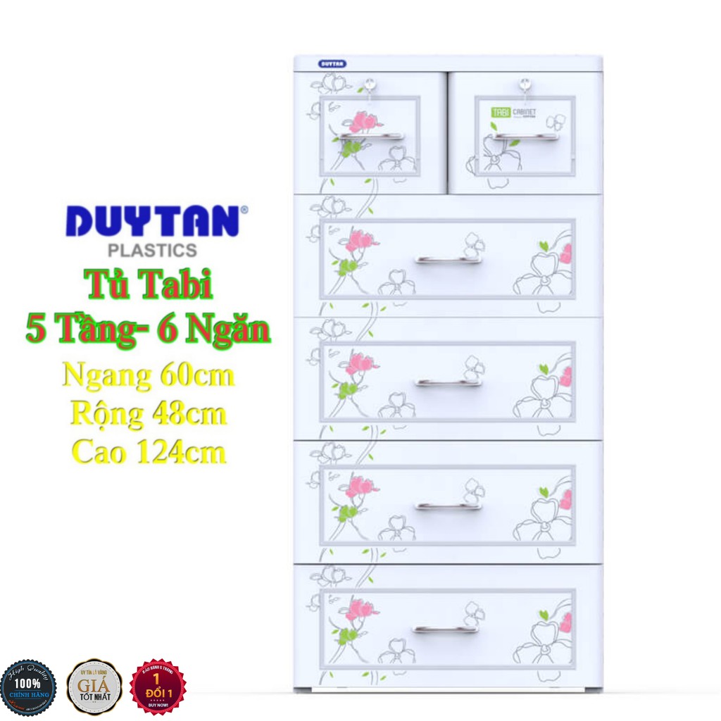 Tủ nhựa duy tân Tabi 5 Tầng-6 Ngăn Trắng