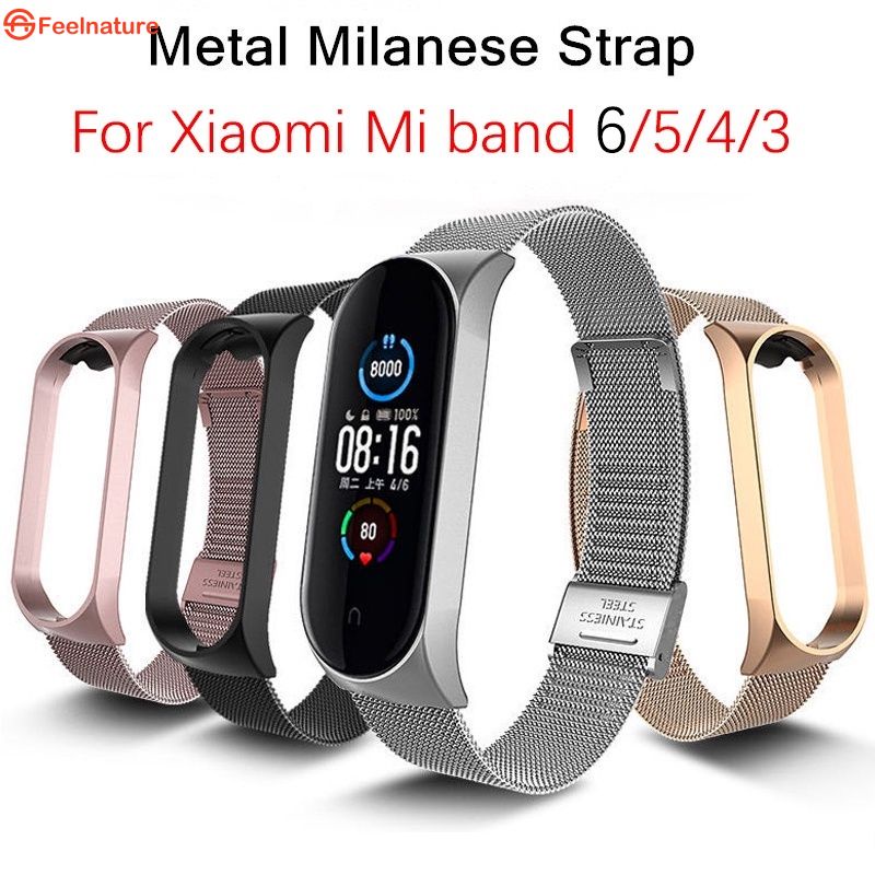 Kim Loại Lưới Dây Đeo Đối Với Xiaomi Mi Ban Nhạc 6 5 4 3 Milanese Thay Thế Kim Loại Thép Không Gỉ Từ khóa Dây Đeo Cổ Tay CẢM THẤY