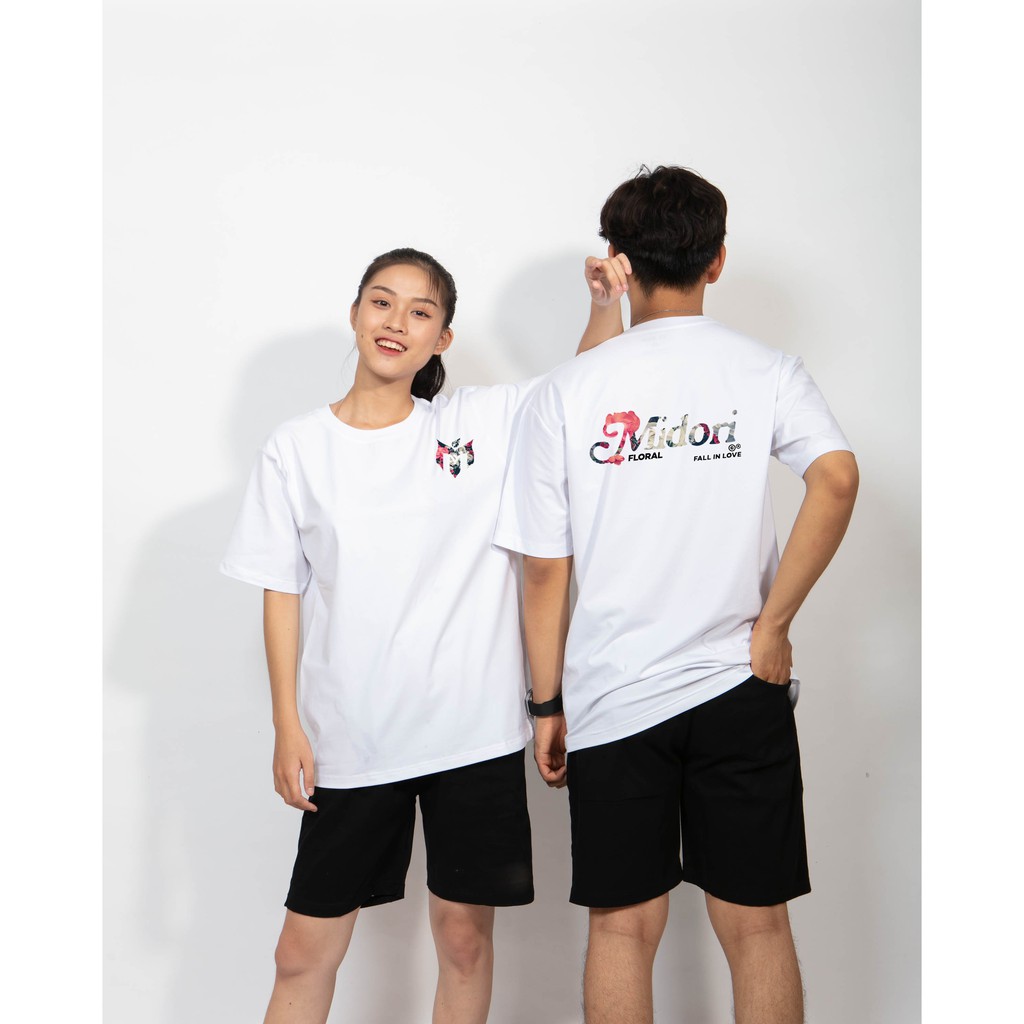 Áo thun unisex form rộng tay lỡ Phông Nam Nữ Midori lồng hoa Local Brand Mi Midori