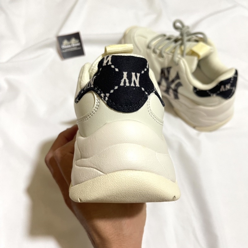 Giày thể thao MLB NY gót nỉ đen mới, giày ML B kem thời trang mono NY cao cấp full box bảo vệ 1:1 trung