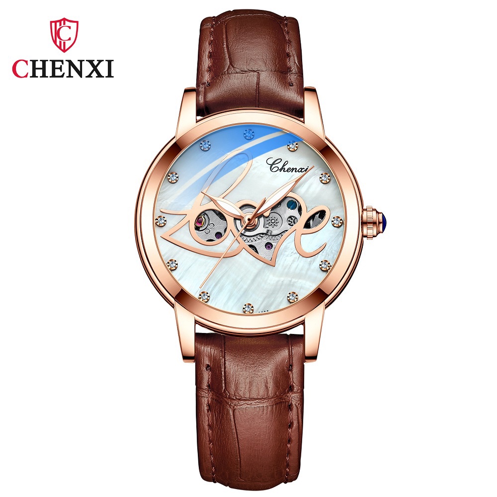 Đồng Hồ Đeo Tay Chexi Bằng Thép Không Gỉ / Da Chống Thấm Nước Sang Trọng Cho Nữ