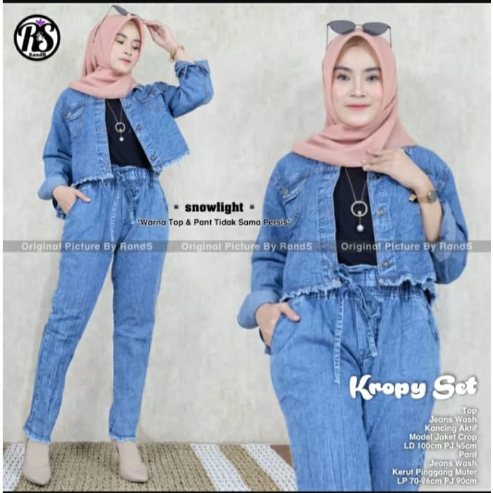 Kropy SET Áo Khoác Jeans + Quần Jean / Busui / Culottes Levis / Levis / Vest / Culottes / Tunic Jeans / Áo Khoác Jean Màu Xanh Dương Đen Mới Nhất Levis / Tunic Jeans / Áo Khoác Jeans Cho Nữ / Áo Khoác Jean rawis / Áo Khoác Levis / Mới Nhất