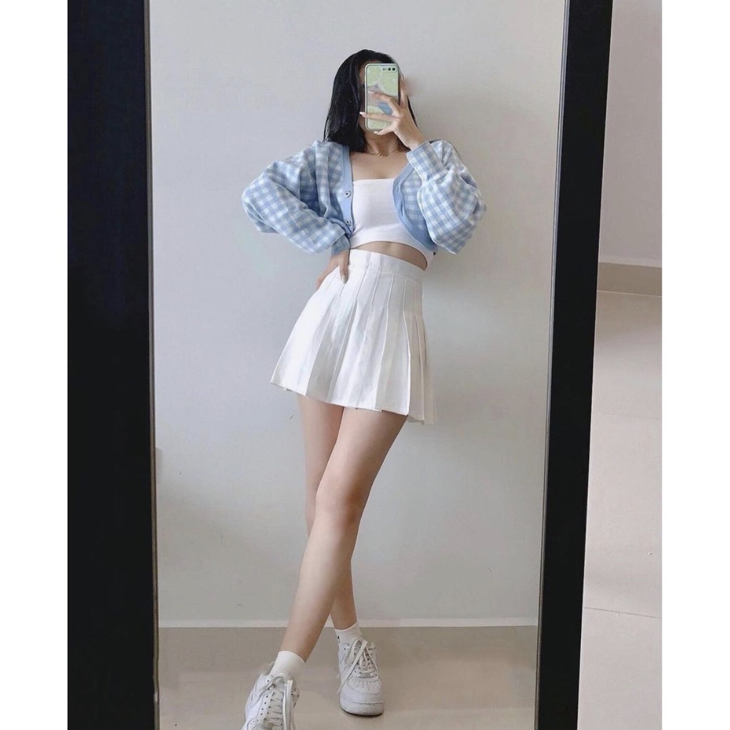 [SẴN]-  Áo cardigan caro tay to/ váy tennis xòe | BigBuy360 - bigbuy360.vn