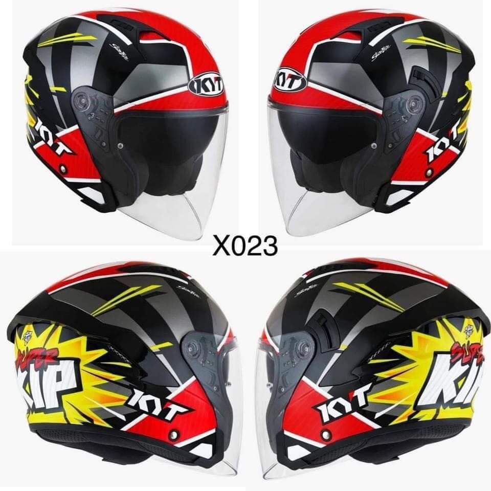 Nón bảo hiểm 3/4 2 kính KYT NFJ tem Super Kip