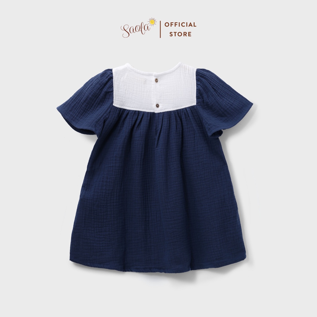 Đầm Bé Gái/ Váy Bé Gái Tay Cánh Tiên Dễ Thương Chất Liệu Muslin Thoáng Mát - LOLA DRESS - DRM010 - SAOLA KIDS - Xanh