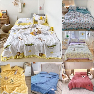 Bộ Chăn Ga Gối Chăn Chần Ren Cotton Đũi Cao Cấp Nhập Khẩu