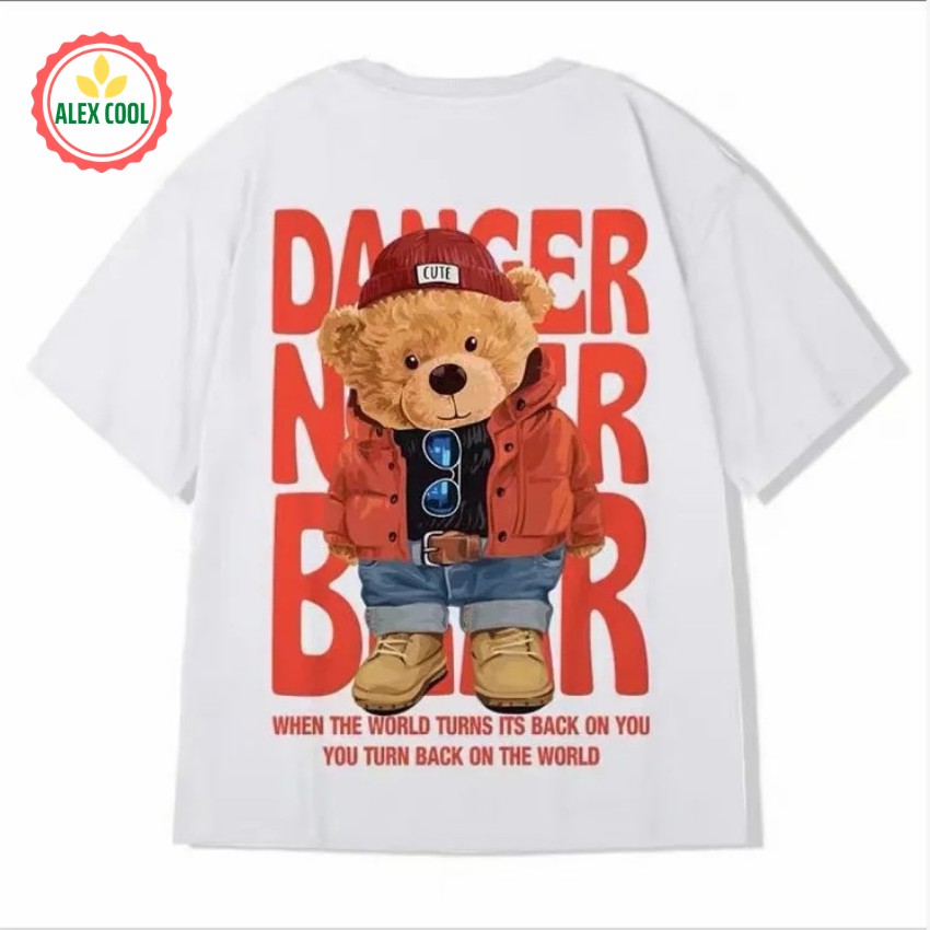 Áo thun nam, áo phông nam tay ngắn cổ tròn chất cotton co giãn 4 chiều hình gấu bông alex cool | BigBuy360 - bigbuy360.vn