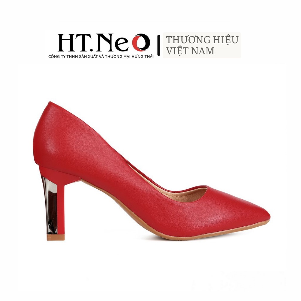Giày cao gót 7cm HT.NEO da siêu mềm đi êm chân, kiểu dáng trẻ trung, gót tạo điểm nhấn cực sang  CS163