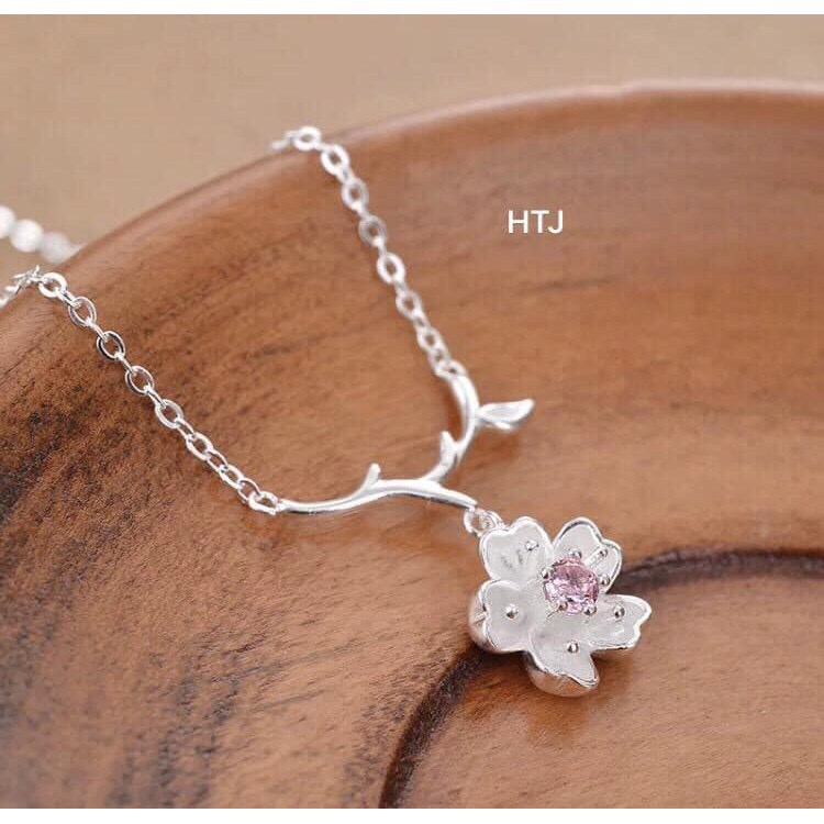 Dây chuyền hoa đào bạc ta cao cấp LINH MIU SILVER