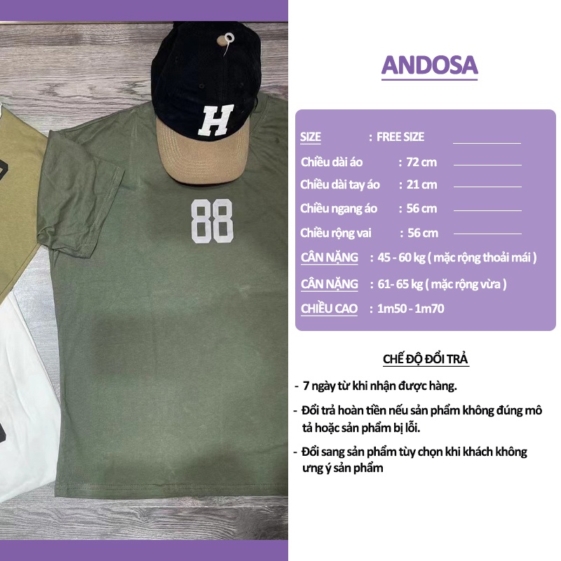 Aó phông nam nữ 3158 tay lỡ form rộng in hình thun unisex chất cotton hàng Quảng Châu ANDOSA AT21