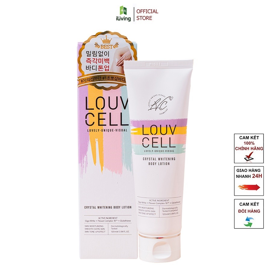 Kem dưỡng ẩm trắng da body Louv Cell Crystal Whitening Body Lotion 120ml ILIVING-LOUDTB120