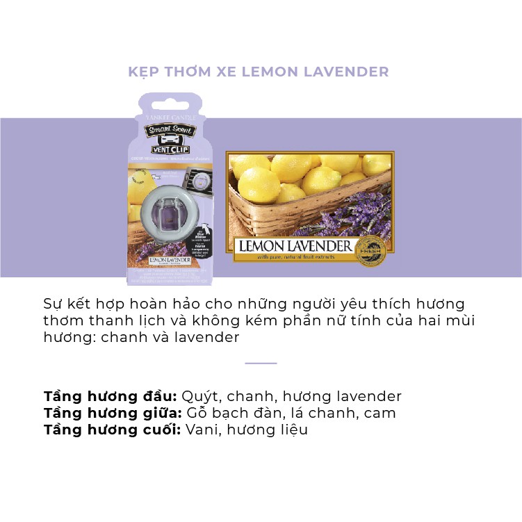 Kẹp thơm xe Yankee Candle - Lemon Lavender