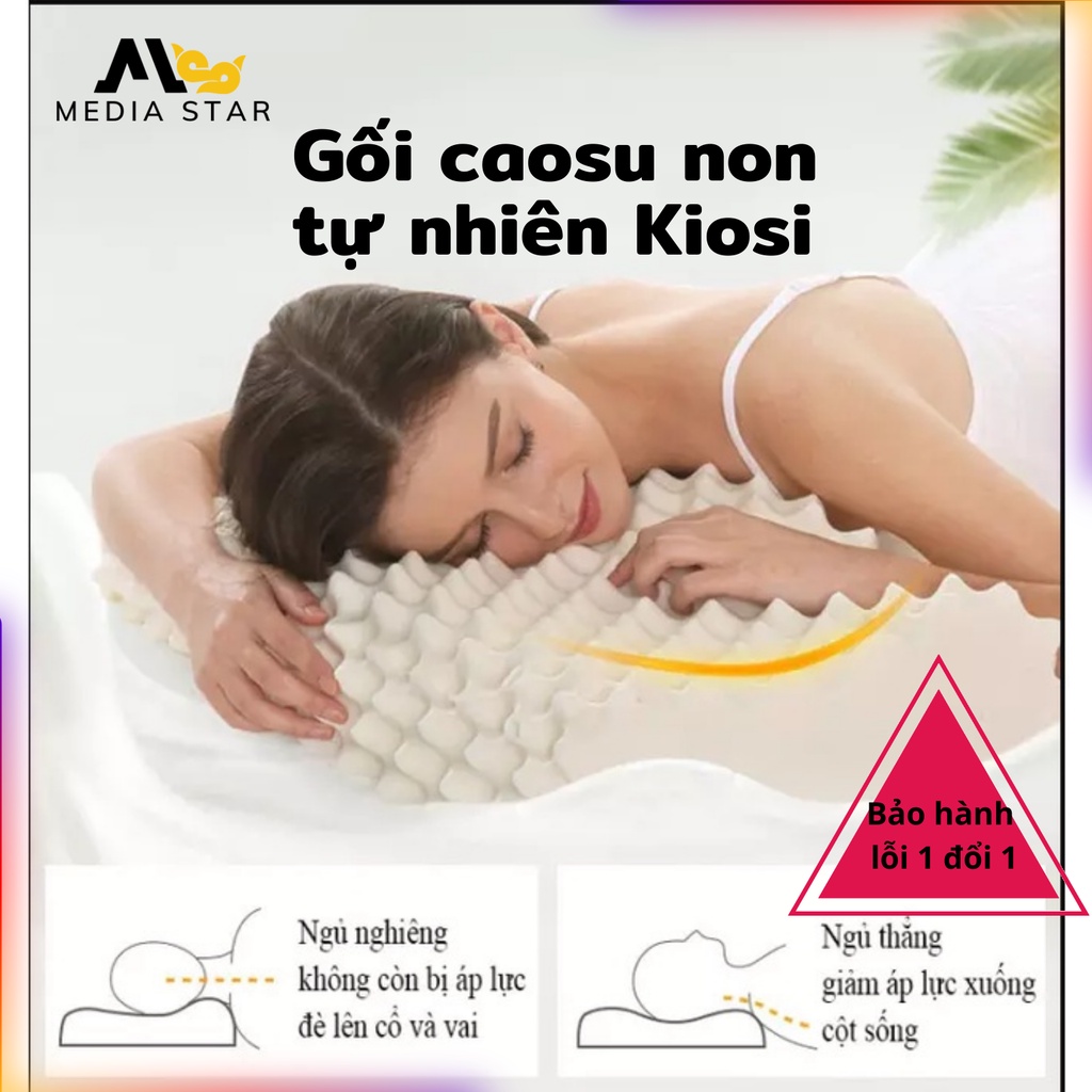 Gối cao su non mặt xù cao cấp Kiosi - trắng, chống ngáy, chống đau mỏi vai gáy, cột sống - HÀNG CHẤT LƯỢNG CAO