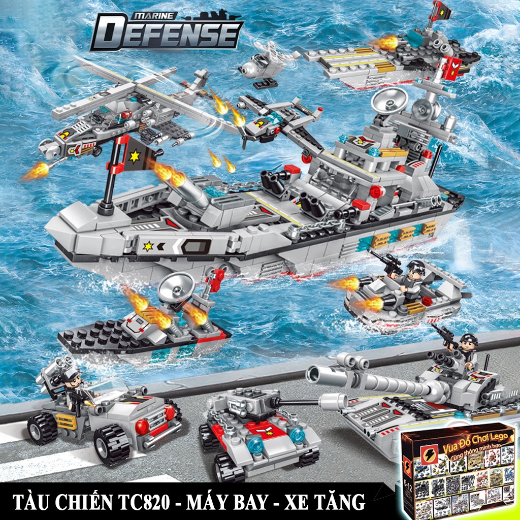 Mô hình đồ chơi Lego lắp ráp tàu chiến quân sự TC820, máy bay chiến đấu, Lego chiến hạm