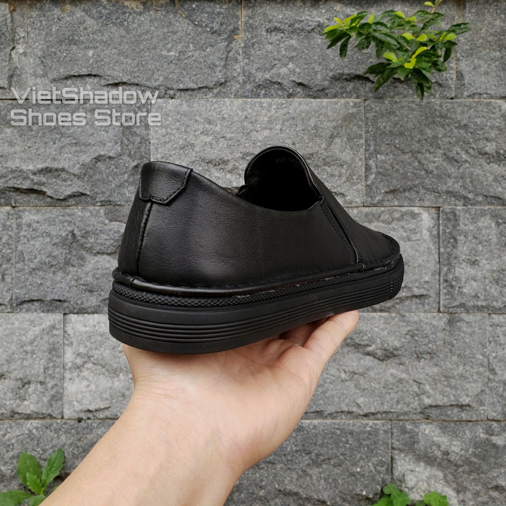 Slip on da nam - Giày lười da Made in Vietnam - Chất liệu da bò, đế cao su - Mã HP-958383