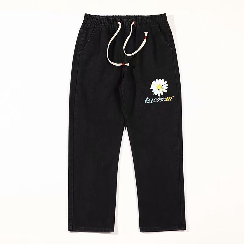 Men's Wide-Length Jeans With Chrysanthemum Print Fashion Personality | BigBuy360 - bigbuy360.vn
