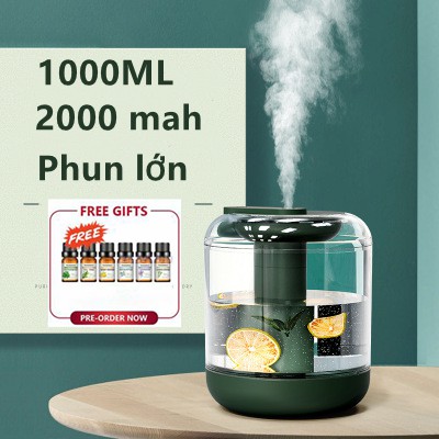 [Sản phẩm mới]Máy Tạo Độ Ẩm 1000ml, Khuếch Tán Tinh Dầu 1L, Xông Hơi Mặt Hoa Quả, Phun Sương Tạo Độ Ẩm,công suất lớn Máy tạo ẩm không khí siêu âm, Có thể thêm trái cây, trà