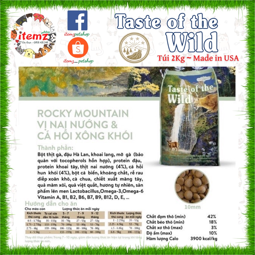 THỨC ĂN HẠT CHO MÈO MỌI LỨA TUỔI - TASTE OF THE WILD - 2Kg