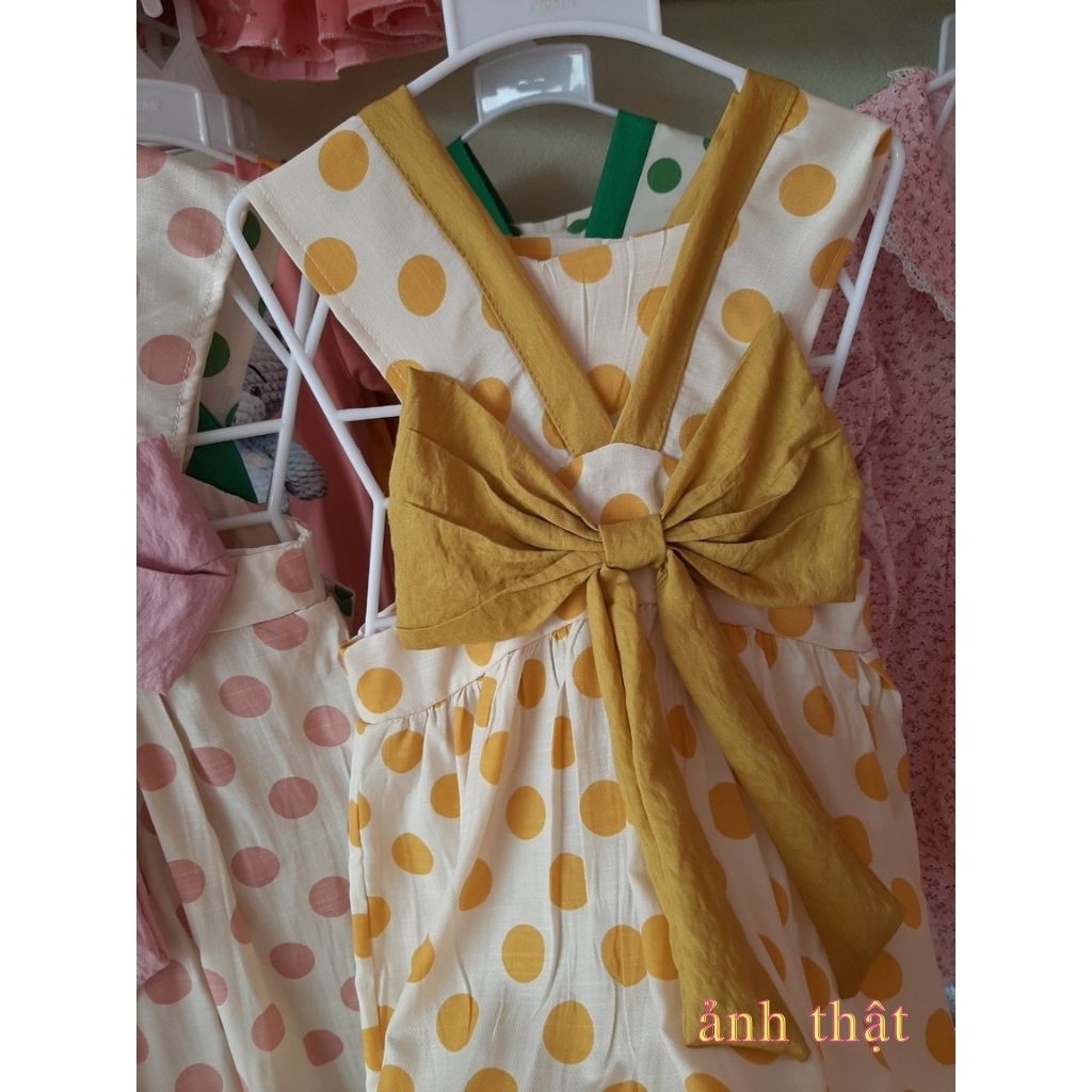 Váy Bé Gái Họa Tiêt Chấm Bi Lơ Ngực Siêu Xinh Cho Bé Gái (12-25kg) VB011