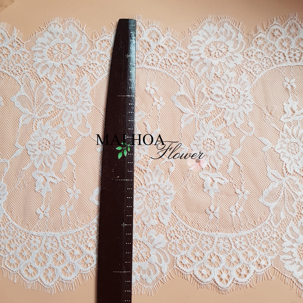 [Size 30cm] Miếng vải ren trắng L3 có tua rua 2 đầu dùng may váy áo, may nội y siêu xinh, Maihoaflower