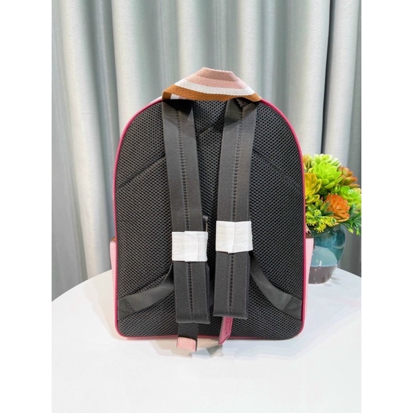 TNS-Balo nữ form vuông siêu  Court backpack--tone trắng tim hồng motif trendy