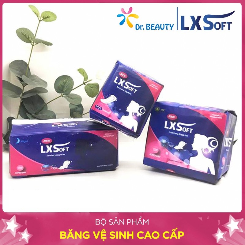 Băng vệ sinh LXSoft cao cấp bông tự nhiên vải không dệt mền mại hằng ngày ban đêm ban ngày có cánh