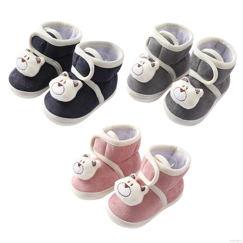 Giày đế mềm hình gấu hoạt hình cho trẻ em từ 0-12 tháng tuổi