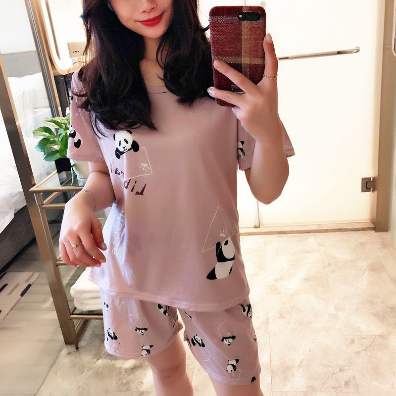 đồ ngủ❅ↂpyjama nữ ngắn tay mùa hè 2021 người nổi tiếng mới Net dịch vụ sinh viên Hàn Quốc tại nhà cộng với bộ đồ c