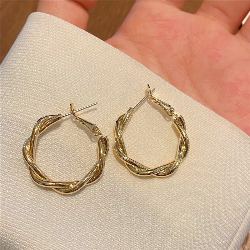 Set 3 khuyên tai bạc S925 dạng vòng xoắn cá tính phong cách Hàn Quốc thời trang cho nữ