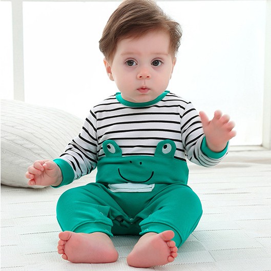 Bộ BODY dài tay cho bé bodysuit dài tay họa tiết ếch xanh chất cotton hàng xuất khẩu