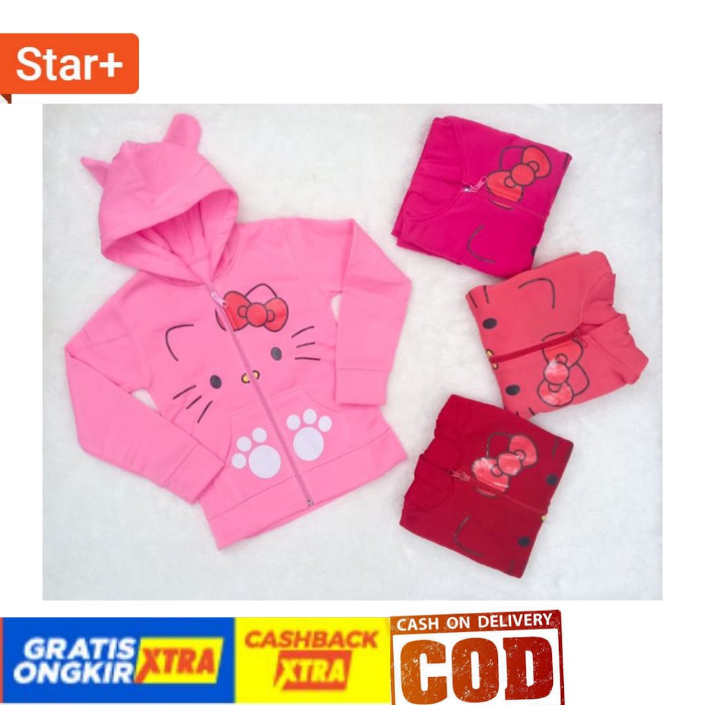 Áo Khoác Tai Mèo Hello Kitty Đáng Yêu Cho Bé Gái