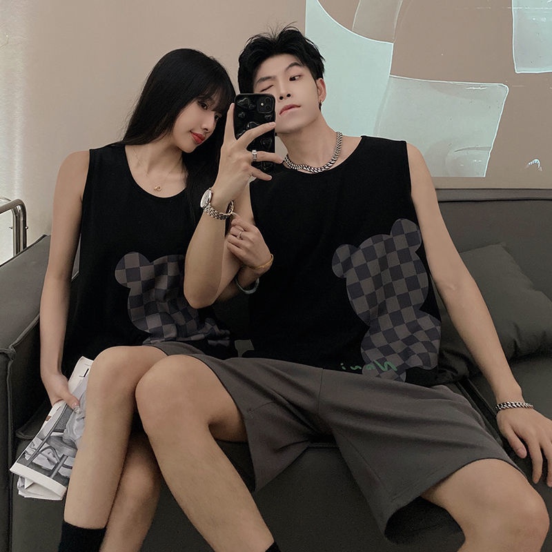 Bộ Đồ Ngủ Tay Ngắn Chất Liệu Cotton In Họa Tiết Hoạt Hình Dễ Thương Thời Trang Mùa Hè Cho Cặp Đôi