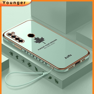 Ốp Điện Thoại Mạ Hình Lá Phong 6D + Dây Đeo Cho Xiaomi Redmi note5 note7 note7pro note8 note8Pro note9 note9 note9Pro note10 note10Pro