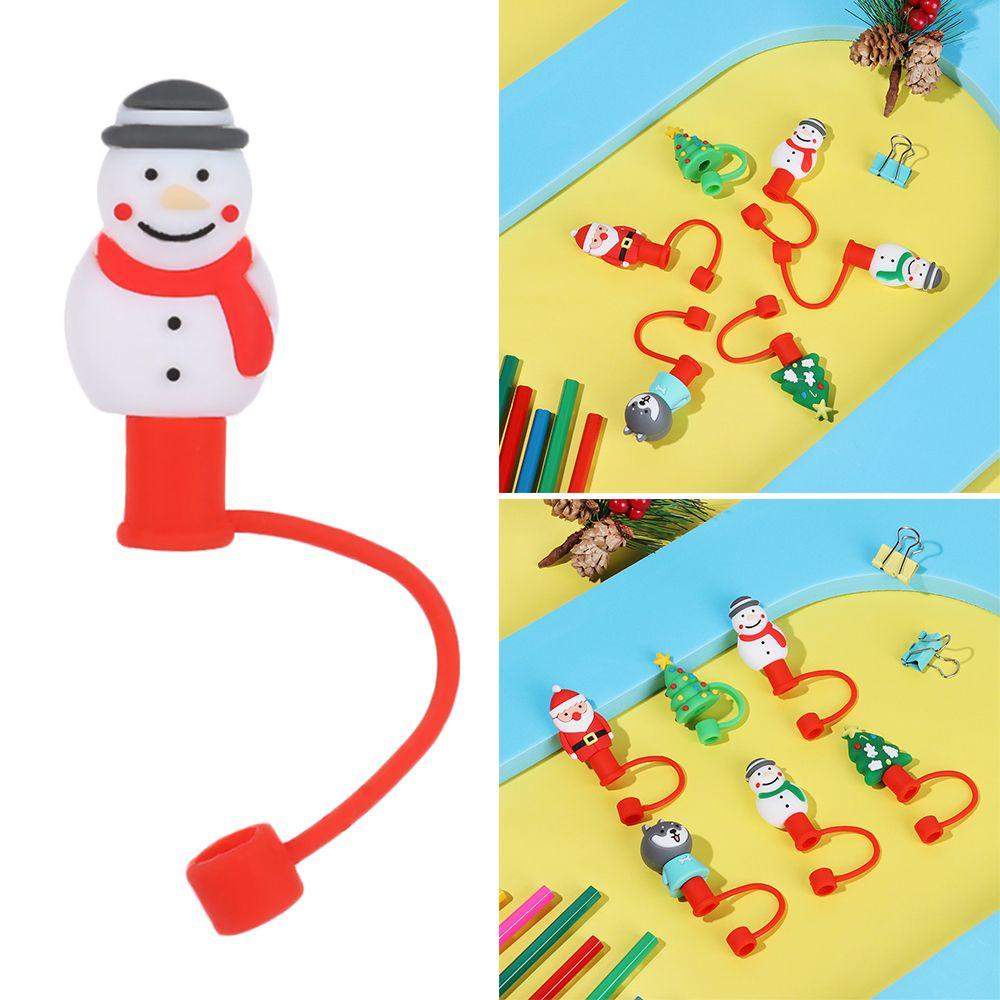 Vỏ Bọc Ống Hút Bằng Silicon Chống Bụi Chống Văng Có Thể Tái Sử Dụng Trang Trí Giáng Sinh