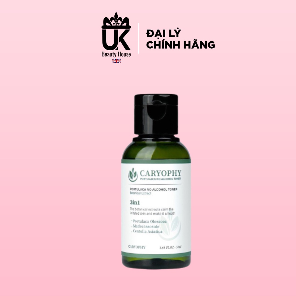 Toner Không Cồn Dành Cho Da Dầu Mụn, Hỗ Trợ Ngừa Mụn Kiềm Dầu Caryophy Portulaca 50ml
