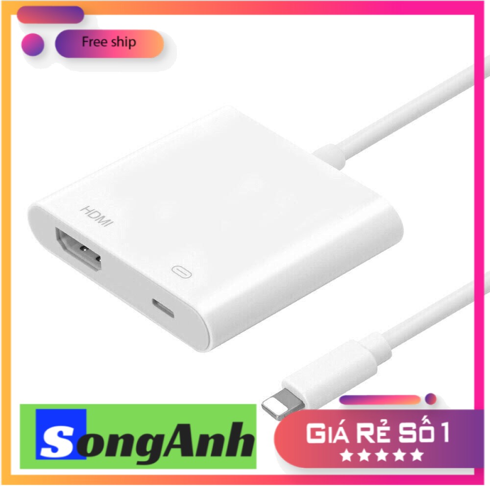 Cáp chuyển Lightning to HDMI cho Iphone, ipad chất lượng cao 1080P, HDMI cho iphone, lightning sang HDMI