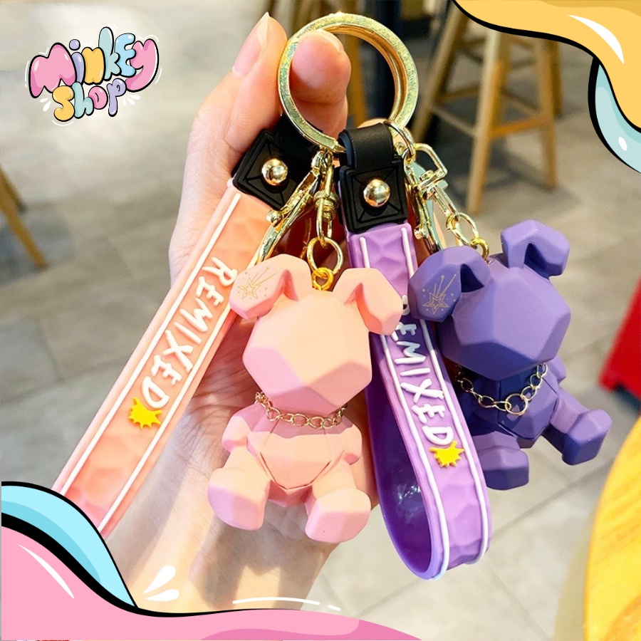 Móc khóa Gấu REMIXED Dễ Thương Phụ Kiên Ô Tô, Túi Xách, Ba Lô Cute 02MKG -Minkey