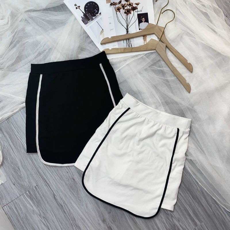 CHÂN VÁY LƯNG THUN PHỐI VIỀN, FREE SIZE 55KG TRỞ XUỐNG MANG ĐẸP, CHẤT THUN GÂN MỀM