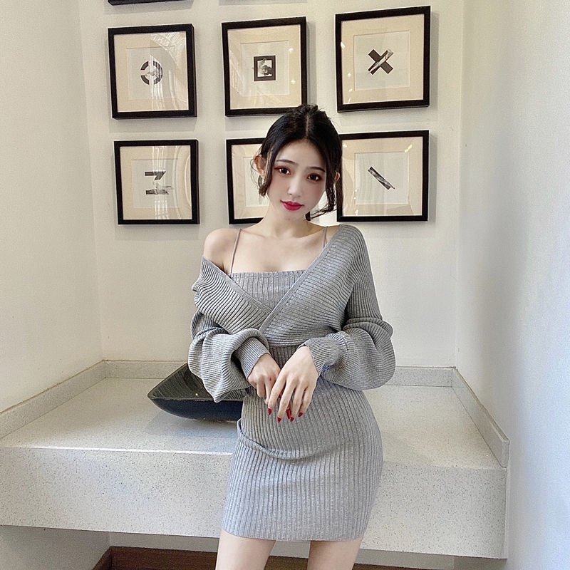 Váy body len cánh dơi phong cách tối giản sexy