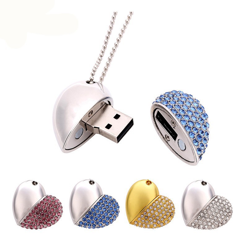 USB 2.0 512GB hình trái tim đính pha lê