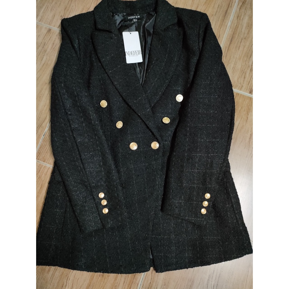 Sẵn Đen-XSẢnh thật 5 hình cuối-2W232.Áo blazer Tweed US ZAr COs phong cách Âu Mỹ sang chảnh