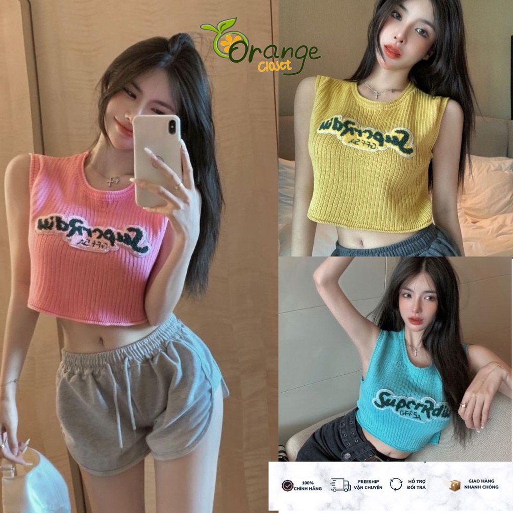 Áo Len Croptop Chữ Ngực Phong Cách Hàn Quốc A26902