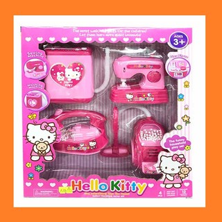 Bộ đồ chơi gia đình Hello Kitty 4 món sử dụng pin - bộ đồ chơi nấu ăn nhà bếp có đèn và nhạc