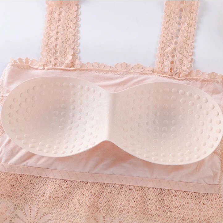 Áo ngực nữ Áo Bra Nữ Ren Hoa Lá Dáng Lửng Sexy 2 dây không gọng nâng ngực co giãn freesize AL7