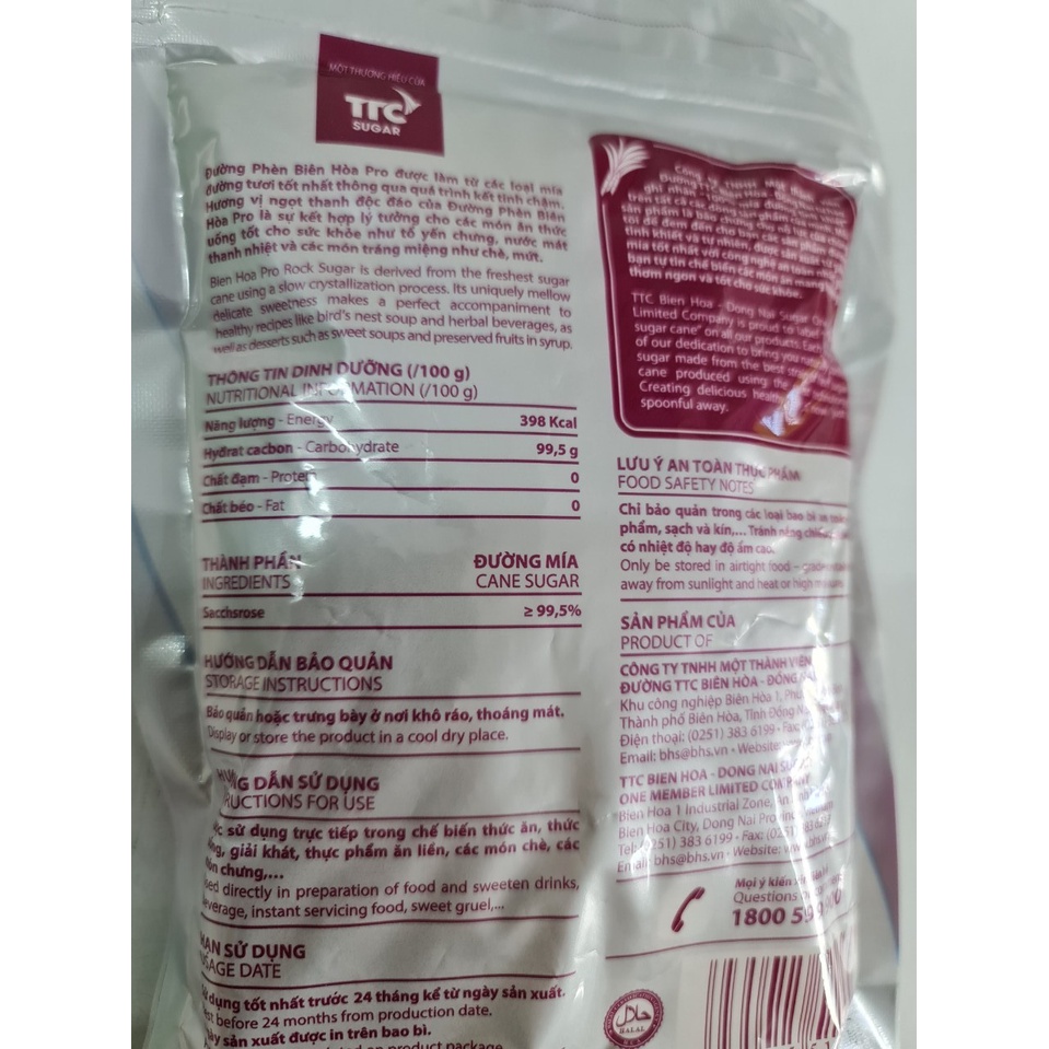 [500g – LOẠI 1] ĐƯỜNG PHÈN HẠT [VN] BIÊN HÒA Rock Sugar – White Lump (halal)